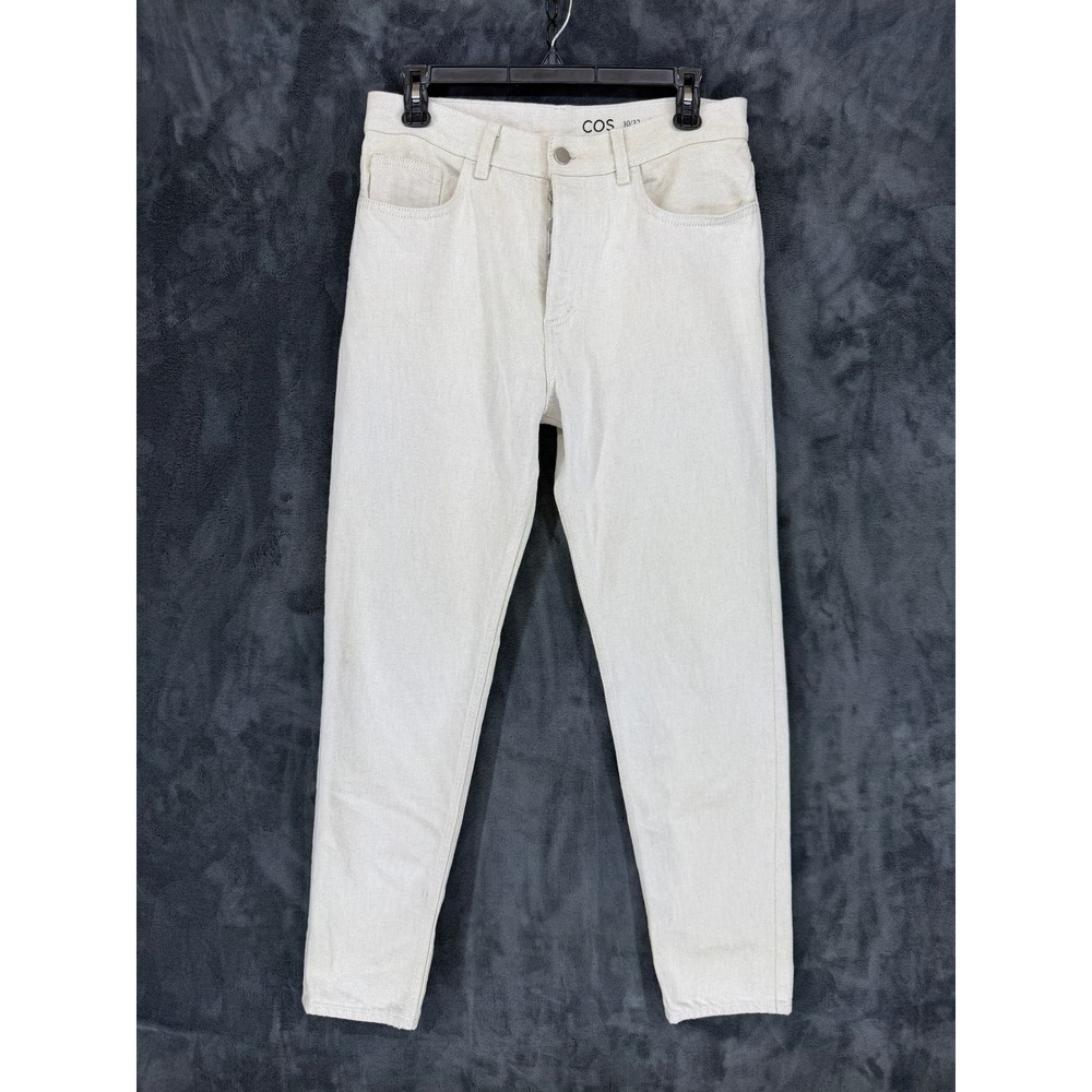 COS Regular Fit Tapered‎ Leg Jeans Mens 30/32 Off White Cream Cotton Button Fly